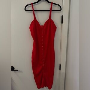 Elegant Red Button-Down Dress